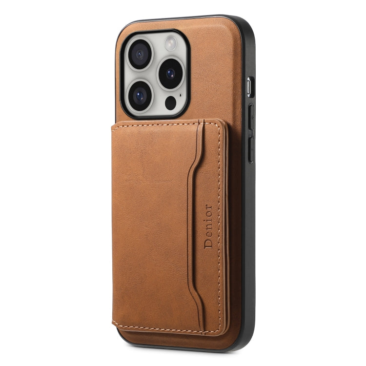 For iPhone 16 Pro Denior D13 Retro Texture Leather MagSafe Card Bag Phone Case(Brown) - iPhone 16 Pro Cases by Denior | Online Shopping UK | buy2fix