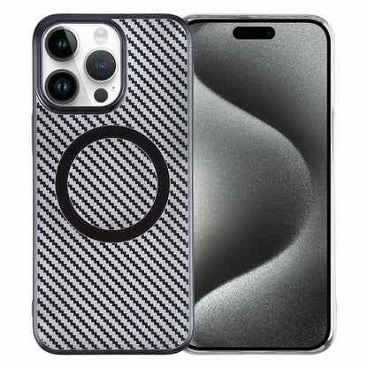 For iPhone 15 Pro Max 6D Plated Carbon Fiber Clear Magsafe PC Phone Case(Starry Black) - iPhone 15 Pro Max Cases by buy2fix | Online Shopping UK | buy2fix