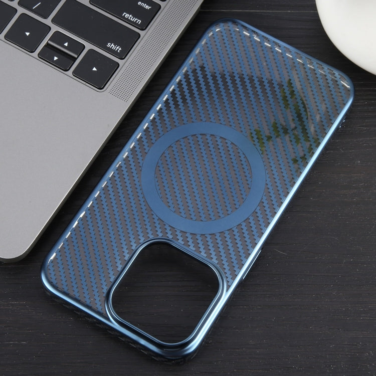 For iPhone 14 Pro Max 6D Plated Carbon Fiber Clear Magsafe PC Phone Case(Dream Blue) - iPhone 14 Pro Max Cases by buy2fix | Online Shopping UK | buy2fix