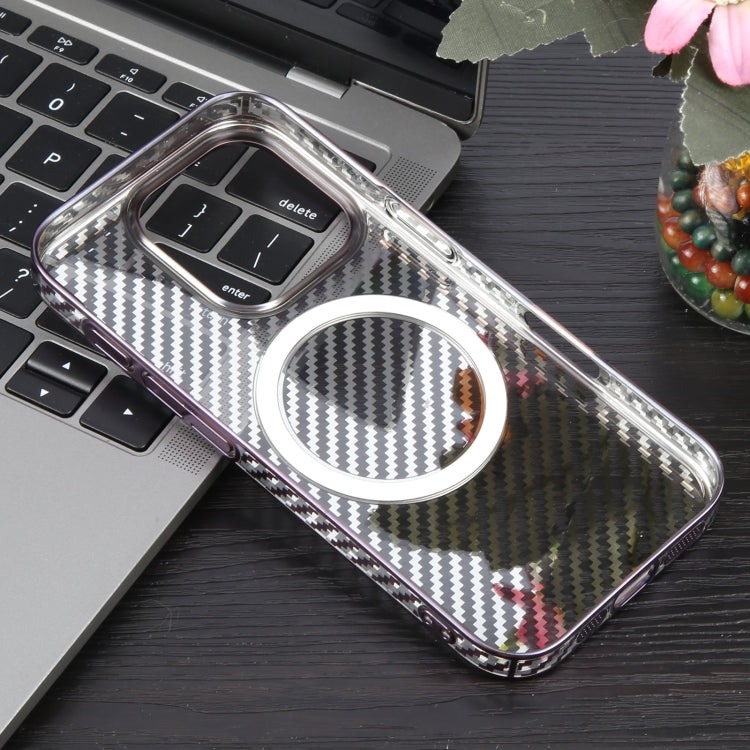 For iPhone 16 Pro Max 6D Plated Carbon Fiber Clear Magsafe PC Phone Case(Aurora Purple) - iPhone 16 Pro Max Cases by buy2fix | Online Shopping UK | buy2fix