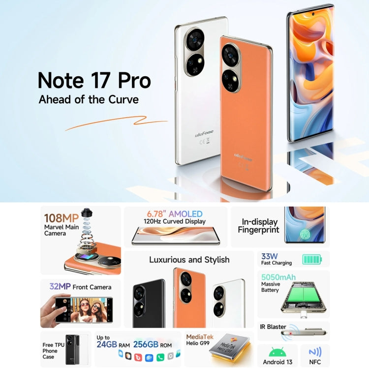 Ulefone Note 17 Pro, 12GB+256GB, Screen Fingerprint, 6.78 inch Android 13 MediaTek Helio G99 MTK6789 Octa Core, NFC, Network: 4G(Pearl White) - Ulefone by Ulefone | Online Shopping UK | buy2fix