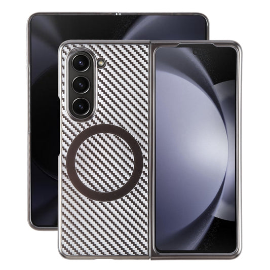 For Samsung Galaxy Z Fold5 6D Plated Carbon Fiber Clear Magsafe PC Phone Case(Titanium Grey) - Galaxy Z Fold5 Cases by buy2fix | Online Shopping UK | buy2fix