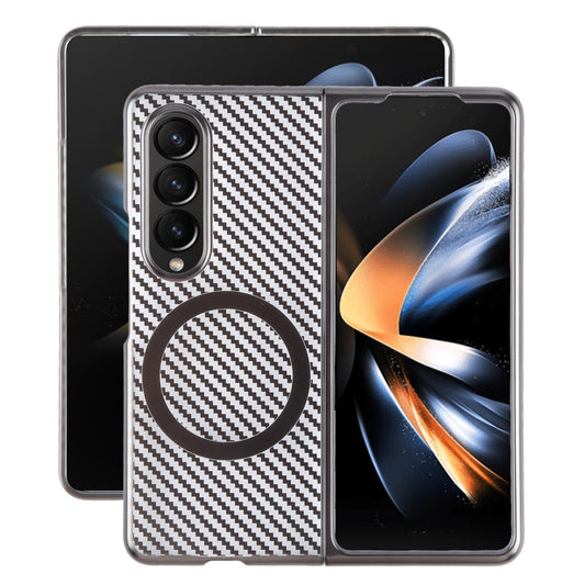 For Samsung Galaxy Z Fold4 6D Plated Carbon Fiber Clear Magsafe PC Phone Case(Titanium Grey) - Galaxy Z Fold4 5G Cases by buy2fix | Online Shopping UK | buy2fix