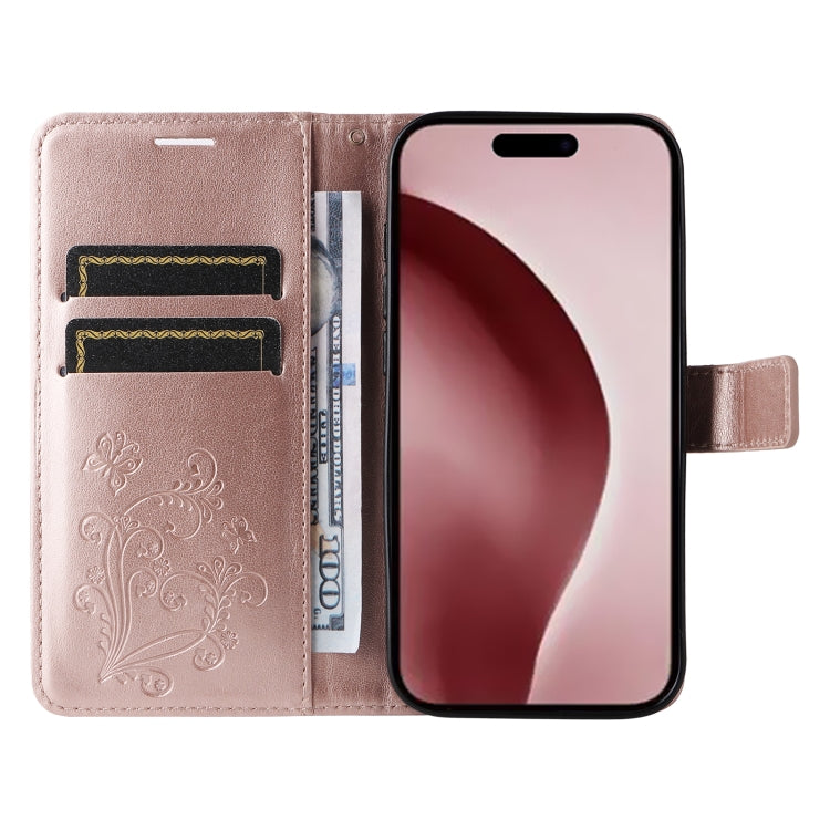 For iPhone 16 Pro 3D Butterfly Embossed Pattern Flip Leather Phone Case(Rose Gold) - iPhone 16 Pro Cases by buy2fix | Online Shopping UK | buy2fix