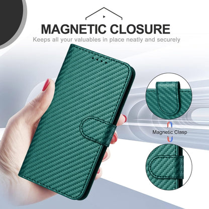 For OnePlus 11 YX0070 Carbon Fiber Buckle Leather Phone Case with Lanyard(Dark Green) - OnePlus Cases by buy2fix | Online Shopping UK | buy2fix