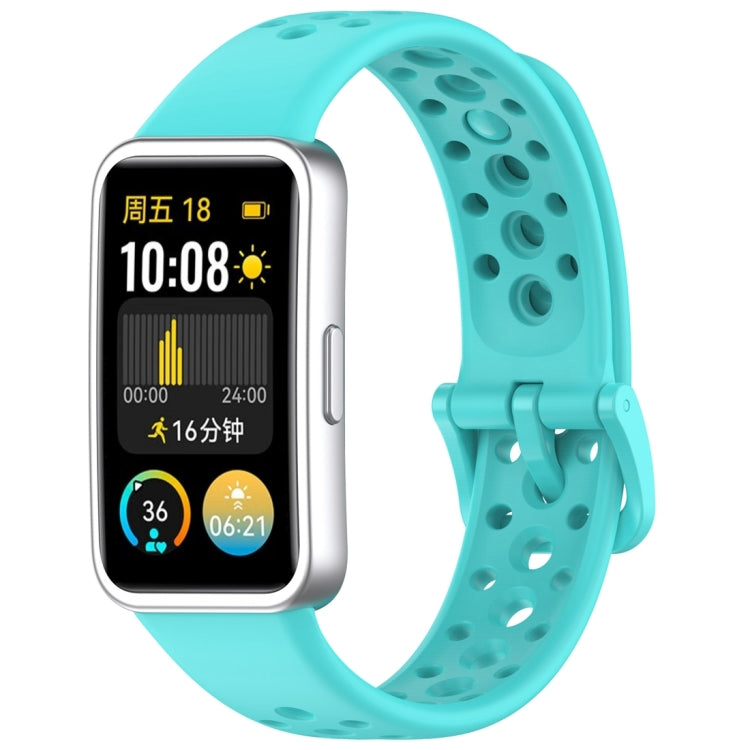 For Huawei Band 9 / 9 NFC / 8 / 8 NFC Round Hole Nail Button Silicone Watch Band(Teal) - Watch Bands by buy2fix | Online Shopping UK | buy2fix