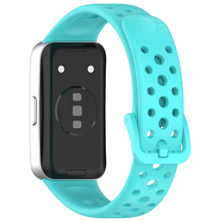 For Huawei Band 9 / 9 NFC / 8 / 8 NFC Round Hole Nail Button Silicone Watch Band(Teal) - Watch Bands by buy2fix | Online Shopping UK | buy2fix