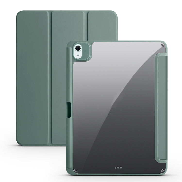 For iPad Air 11 2024 Acrylic 3-folding Smart Leather Tablet Case(Dark Green) - iPad Air 11 2024 Cases by buy2fix | Online Shopping UK | buy2fix