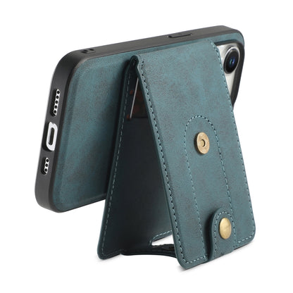 For iPhone 14/13 Denior D14 NK Retro Pattern MagSafe Magnetic Card Holder Leather Phone Case(Blue) - iPhone 14 Cases by Denior | Online Shopping UK | buy2fix