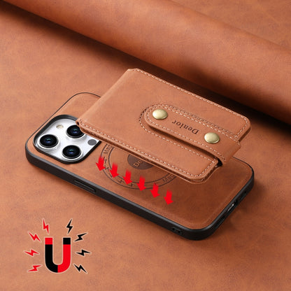 For iPhone 14 Pro Denior D14 NK Retro Pattern MagSafe Magnetic Card Holder Leather Phone Case(Brown) - iPhone 14 Pro Cases by Denior | Online Shopping UK | buy2fix