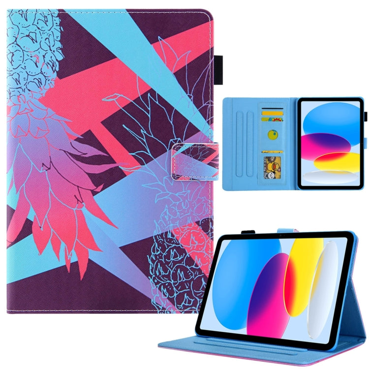 For iPad Pro 11 2024 Colored Drawing Leather Smart Tablet Case(Dazzling Pineapple) - iPad Pro 11 2024 Cases by buy2fix | Online Shopping UK | buy2fix