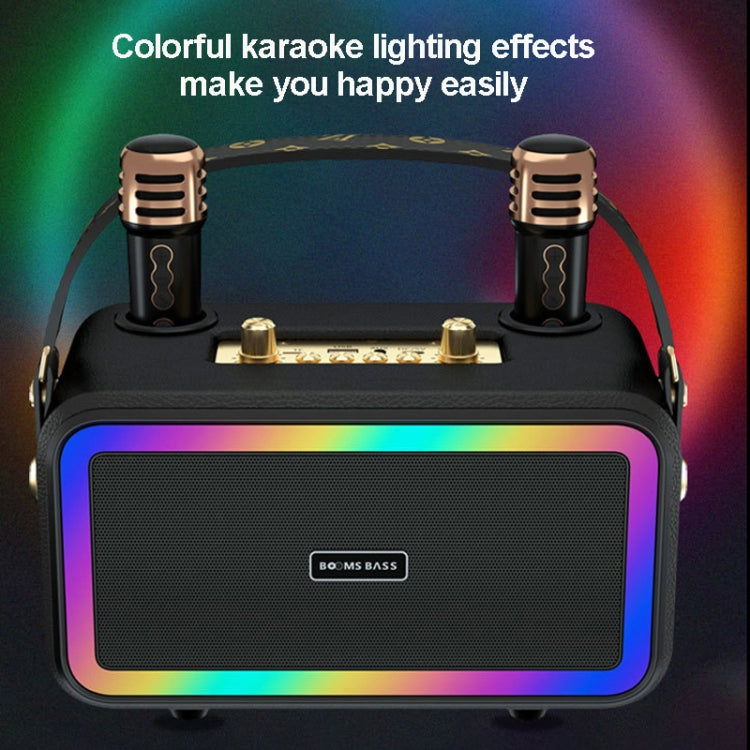 M3201 Portable Colorful Bluetooth Speaker Home Retro Karaoke Dual-Mic Speaker(Black) - Desktop Speaker by buy2fix | Online Shopping UK | buy2fix