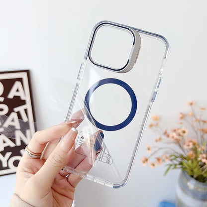 For iPhone 15 Plus J2 High Transparent MagSafe Magnetic Frame Holder Phone Case(White) - iPhone 15 Plus Cases by buy2fix | Online Shopping UK | buy2fix