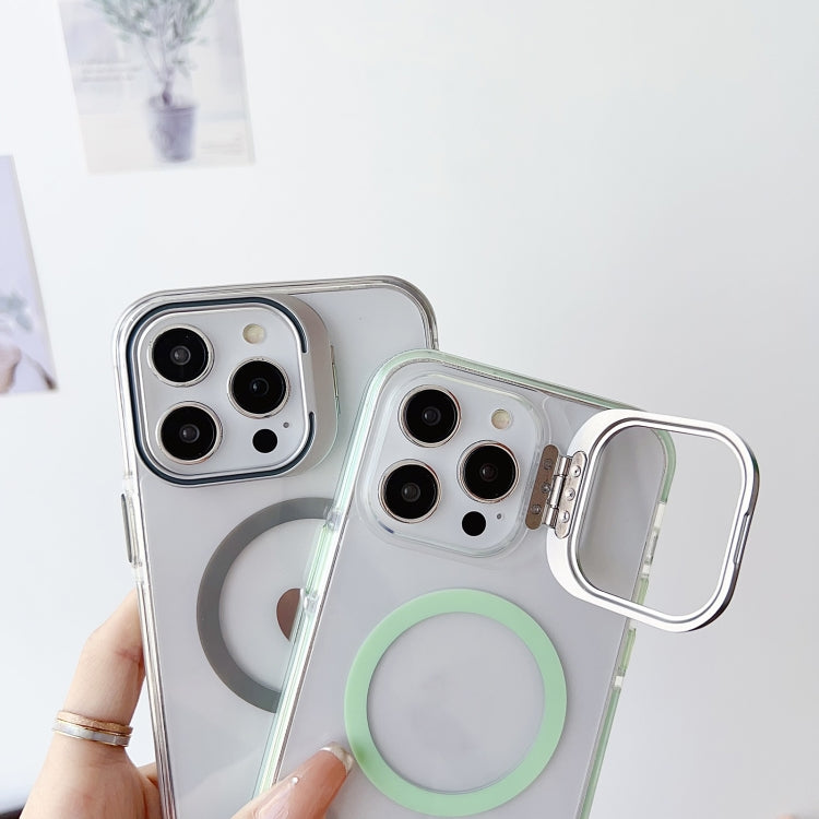 For iPhone 11 J2 High Transparent MagSafe Magnetic Frame Holder Phone Case(White) - iPhone 11 Cases by buy2fix | Online Shopping UK | buy2fix