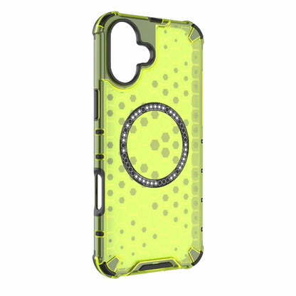 For iPhone 16 Plus Honeycomb Magnetic Ring Shockproof Phone Case(Green) - iPhone 16 Plus Cases by buy2fix | Online Shopping UK | buy2fix