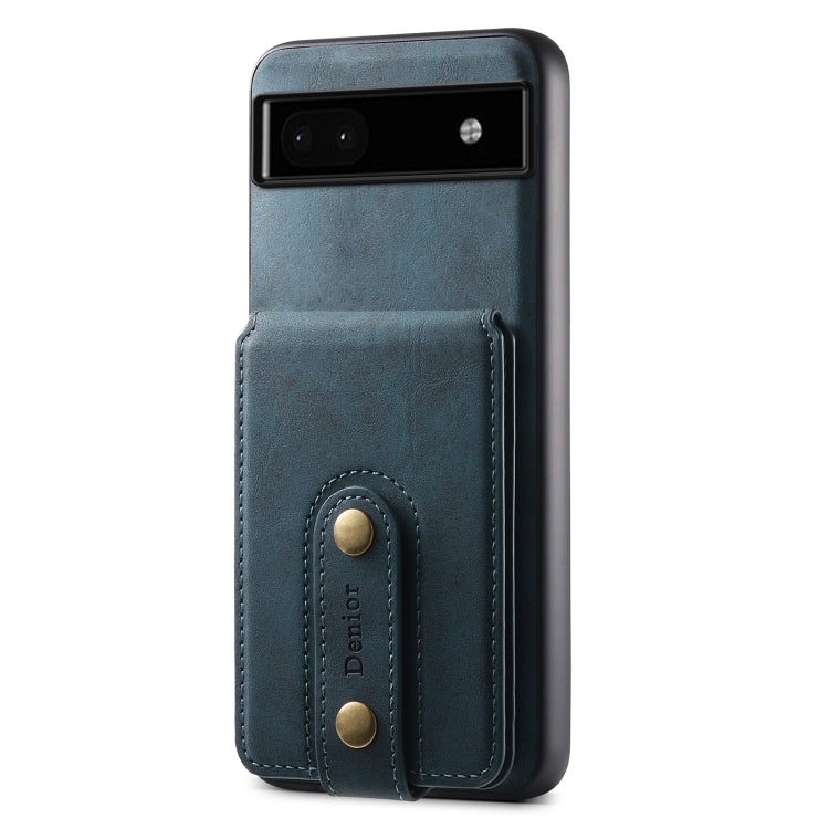 For Google Pixel 6a Denior D14 NK Retro Pattern MagSafe Magnetic Card Holder Leather Phone Case(Blue) - Google Cases by Denior | Online Shopping UK | buy2fix