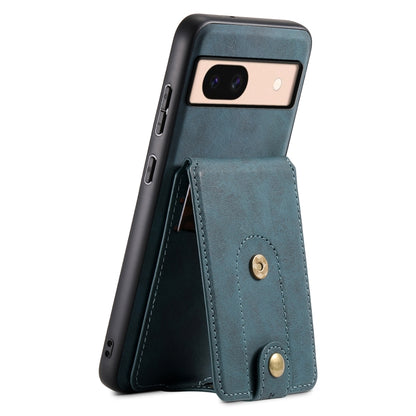For Google Pixel 8a Denior D14 NK Retro Pattern MagSafe Magnetic Card Holder Leather Phone Case(Blue) - Google Cases by Denior | Online Shopping UK | buy2fix