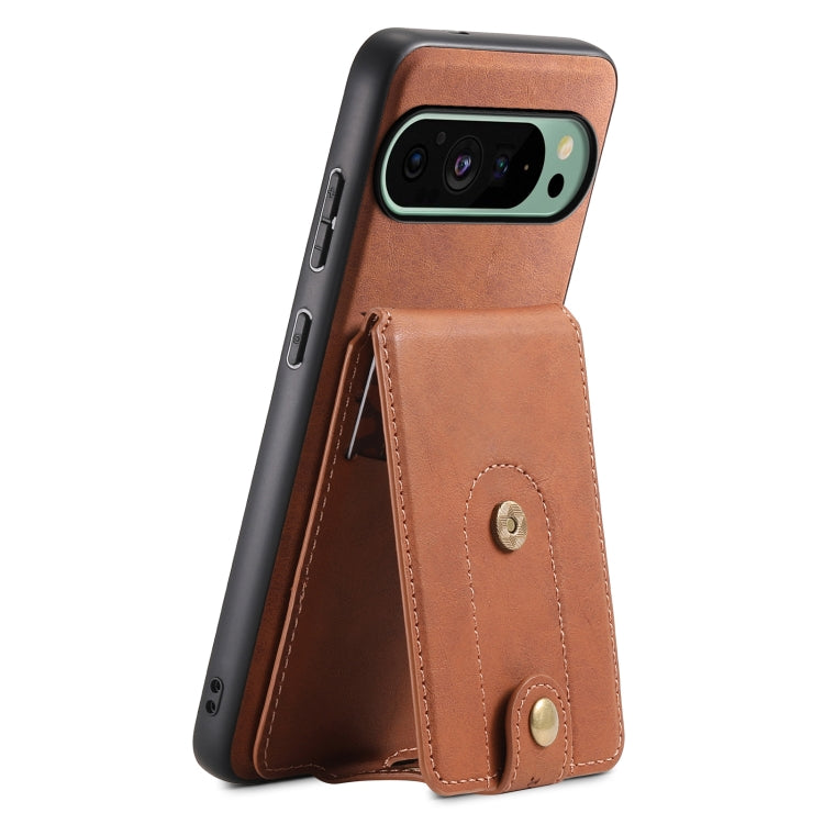 For Google Pixel 9 Denior D14 NK Retro Pattern MagSafe Magnetic Card Holder Leather Phone Case(Brown) - Google Cases by Denior | Online Shopping UK | buy2fix