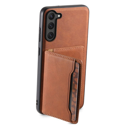 For Samsung Galaxy S23 5G Denior D13 Retro Texture Leather MagSafe Card Bag Phone Case(Brown) - Galaxy S23 5G Cases by Denior | Online Shopping UK | buy2fix