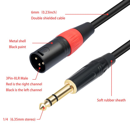 TC145YXK108RE-10 6.35mm 1/4 TRS Male to Dual XLR Male Audio Cable, Length:2m(Black) - Microphone Audio Cable & Connector by buy2fix | Online Shopping UK | buy2fix