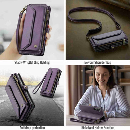 For Samsung Galaxy A14 5G / 4G CaseMe C36 Card Slots Zipper Wallet RFID Anti-theft Leather Phone Case(Purple) - Galaxy Phone Cases by CaseMe | Online Shopping UK | buy2fix