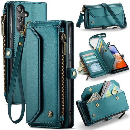 For Samsung Galaxy A14 5G / 4G CaseMe C36 Card Slots Zipper Wallet RFID Anti-theft Leather Phone Case(Blue-green) - Galaxy Phone Cases by CaseMe | Online Shopping UK | buy2fix