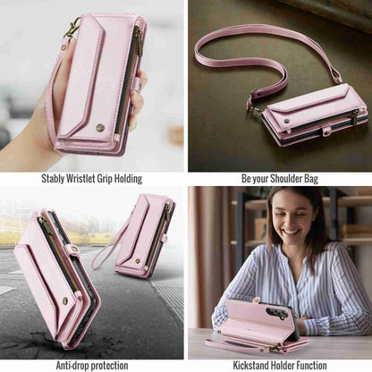 For Samsung Galaxy A14 5G / 4G CaseMe C36 Card Slots Zipper Wallet RFID Anti-theft Leather Phone Case(Pink) - Galaxy Phone Cases by CaseMe | Online Shopping UK | buy2fix