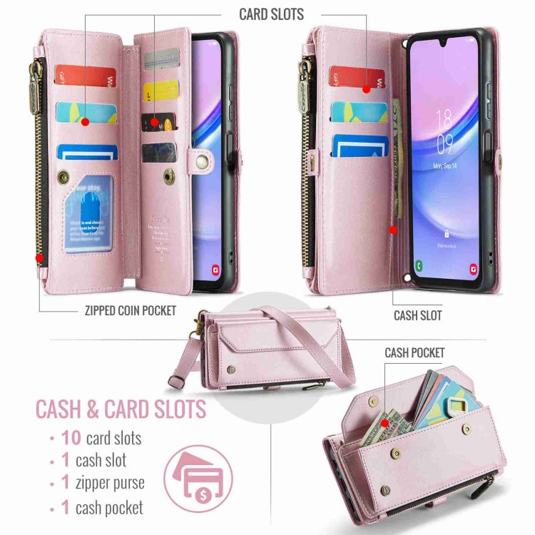 For Samsung Galaxy A15 CaseMe C36 Card Slots Zipper Wallet RFID Anti-theft Leather Phone Case(Pink) - Galaxy Phone Cases by CaseMe | Online Shopping UK | buy2fix