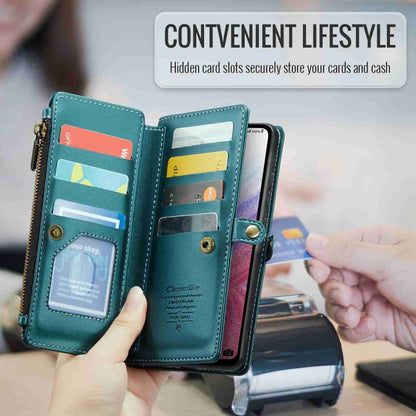 For Samsung Galaxy A53 5G CaseMe C36 Card Slots Zipper Wallet RFID Anti-theft Leather Phone Case(Blue-green) - Galaxy Phone Cases by CaseMe | Online Shopping UK | buy2fix