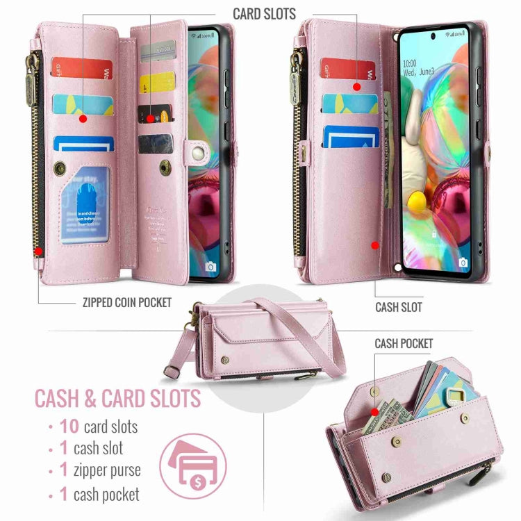 For Samsung Galaxy A71 4G CaseMe C36 Card Slots Zipper Wallet RFID Anti-theft Leather Phone Case(Pink) - Galaxy Phone Cases by CaseMe | Online Shopping UK | buy2fix