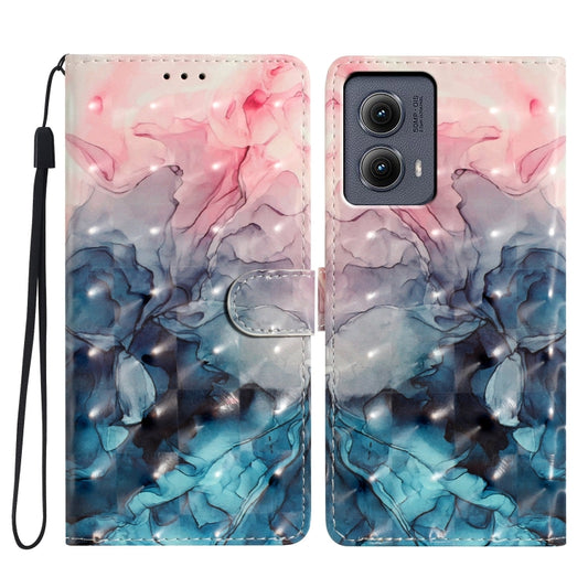 For Motorola Edge 2024 3D Pattern Leather Phone Case(3D Pink Blue Marble) - Motorola Cases by buy2fix | Online Shopping UK | buy2fix