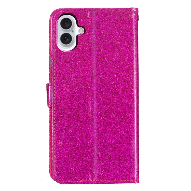 For iPhone 16 Glitter Powder Flip Leather Phone Case(Rose Red) - iPhone 16 Cases by buy2fix | Online Shopping UK | buy2fix