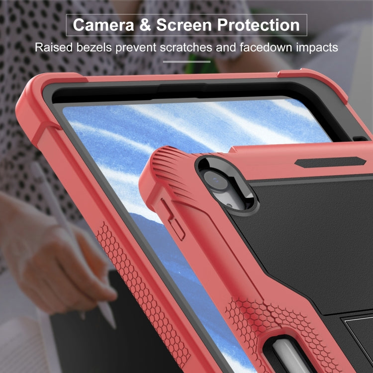 For iPad Air 11 2024 / Air 2022 10.9 Shockproof Silicone Hybrid PC Tablet Case with Holder(Black + Red) - iPad Air 11 2024 Cases by buy2fix | Online Shopping UK | buy2fix