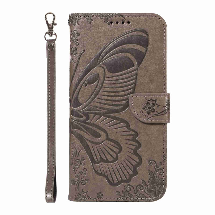 For OnePlus 12 Swallowtail Butterfly Embossed Leather Phone Case(Grey) - OnePlus Cases by buy2fix | Online Shopping UK | buy2fix