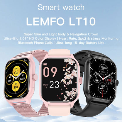 LEMFO LT10 2.01 inch TFT Screen Smart Watch Supports Bluetooth Call / Health Monitoring, Silicone Strap(Black) - Smart Watches by LEMFO | Online Shopping UK | buy2fix