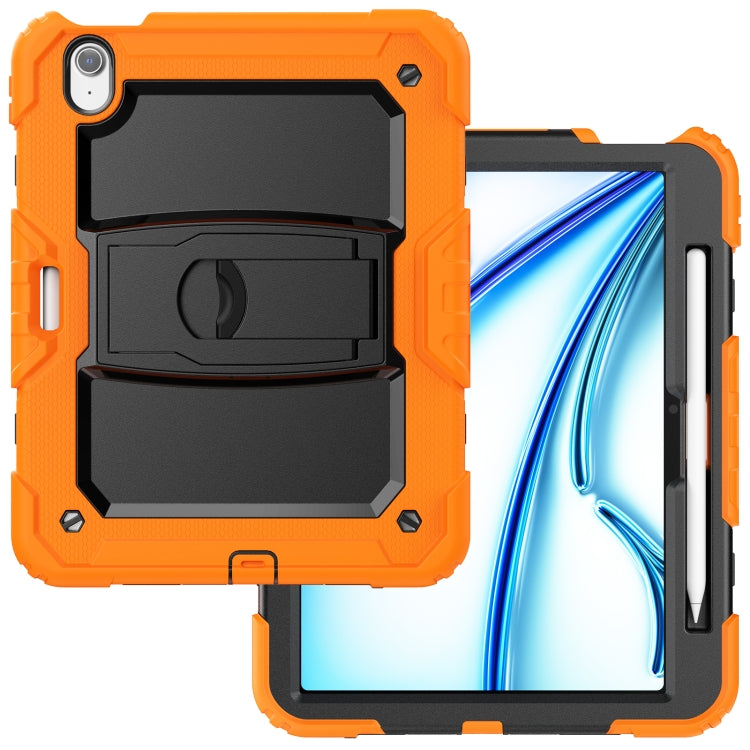 For iPad Air 11 2024 Silicone Hydric PC Tablet Case with Shoulder Strap & Holder(Orange) - iPad Air 11 2024 Cases by buy2fix | Online Shopping UK | buy2fix