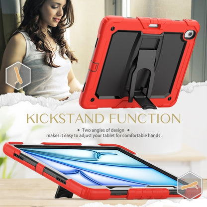 For iPad Air 13 2024 Silicone Hydric PC Tablet Case with Shoulder Strap & Holder(Red) - iPad Air 13 2024 Cases by buy2fix | Online Shopping UK | buy2fix