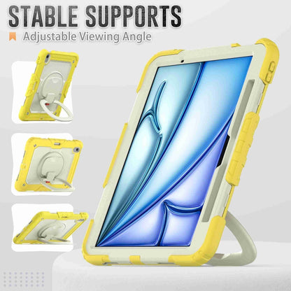 For iPad Air 11 2024 Handle Silicone Hydric PC Tablet Case with Shoulder Strap(Yellow) - iPad Air 11 2024 Cases by buy2fix | Online Shopping UK | buy2fix