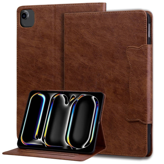 For iPad Air 11 2024 / Air 5 / Air 4 Cat Buckle Leather Smart Tablet Case(Brown) - iPad Air 11 2024 Cases by buy2fix | Online Shopping UK | buy2fix