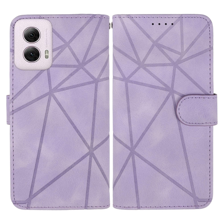 For Motorola Moto G Power 5G 2024 Skin Feel Geometric Lines Leather Phone Case(Purple) - Motorola Cases by buy2fix | Online Shopping UK | buy2fix