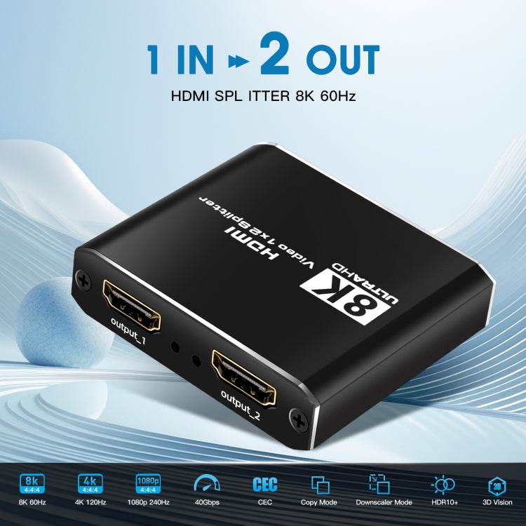 NK-H12 8K UHD 1 In 2 Out HDMI Video Splitter Converter - Splitter by buy2fix | Online Shopping UK | buy2fix