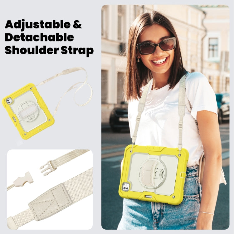 For iPad Pro 11 2024 Silicone Hybrid PC Tablet Case with Shoulder Strap(Beige + Yellow) - iPad Pro 11 2024 Cases by buy2fix | Online Shopping UK | buy2fix