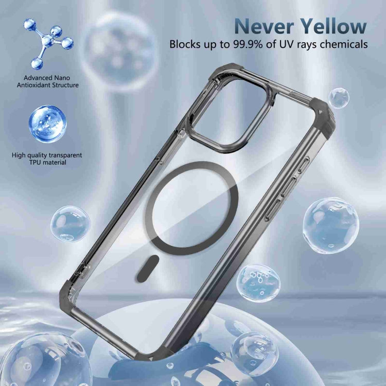 For iPhone 14 Pro Transparent MagSafe Magnetic Phone Case(Black) - iPhone 14 Pro Cases by buy2fix | Online Shopping UK | buy2fix