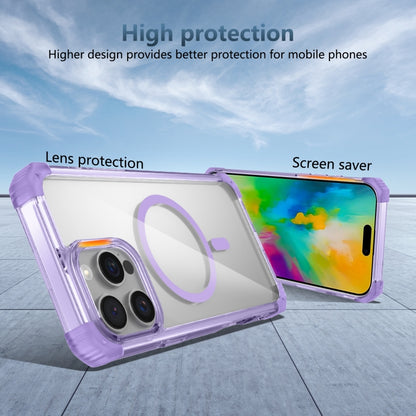 For iPhone 16 Pro Max Transparent MagSafe Magnetic Phone Case(Purple) - iPhone 16 Pro Max Cases by buy2fix | Online Shopping UK | buy2fix