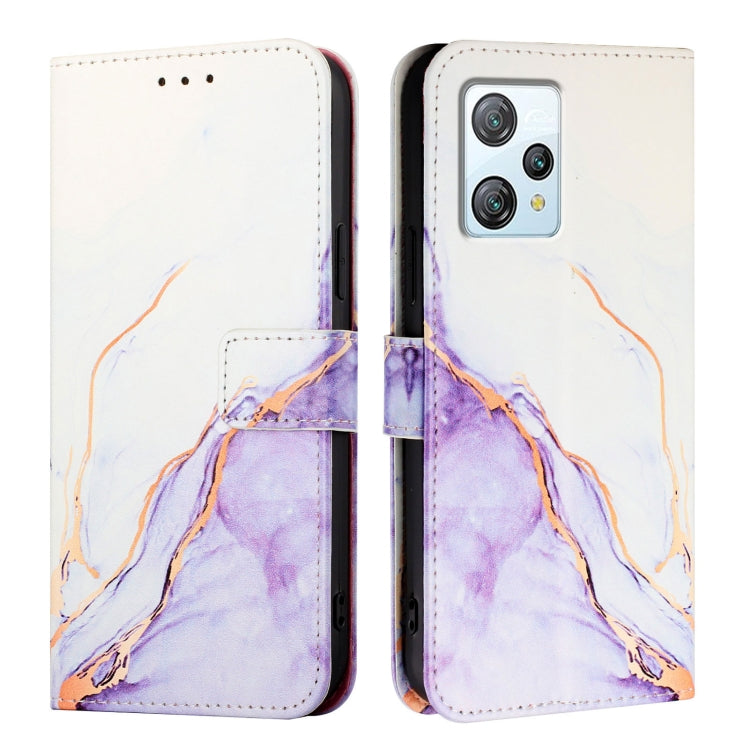 For Blackview A53 PT003 Marble Pattern Flip Leather Phone Case(White Purple) - More Brand by buy2fix | Online Shopping UK | buy2fix