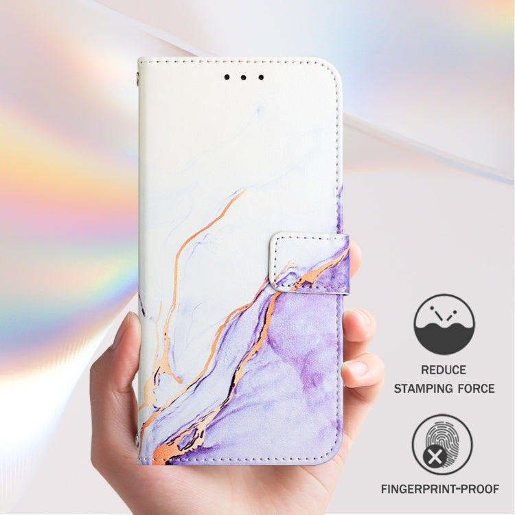 For Blackview A53 PT003 Marble Pattern Flip Leather Phone Case(White Purple) - More Brand by buy2fix | Online Shopping UK | buy2fix