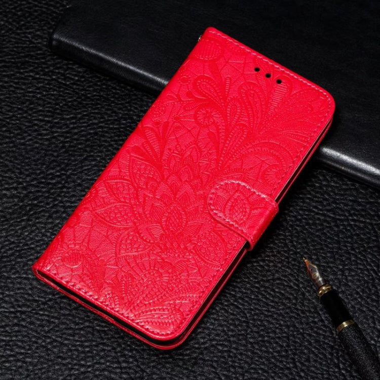 For Xiaomi Redmi K70 Lace Flower Embossing Flip Leather Phone Case(Red) - K70 Cases by buy2fix | Online Shopping UK | buy2fix