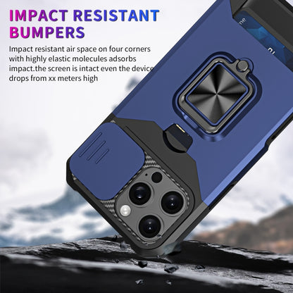 For iPhone 16 Pro Max Camera Shield Card Slot PC+TPU Phone Case(Purple) - iPhone 16 Pro Max Cases by buy2fix | Online Shopping UK | buy2fix