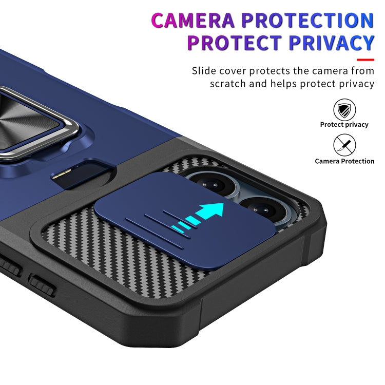 For iPhone 16 Plus Camera Shield Card Slot PC+TPU Phone Case(Black) - iPhone 16 Plus Cases by buy2fix | Online Shopping UK | buy2fix