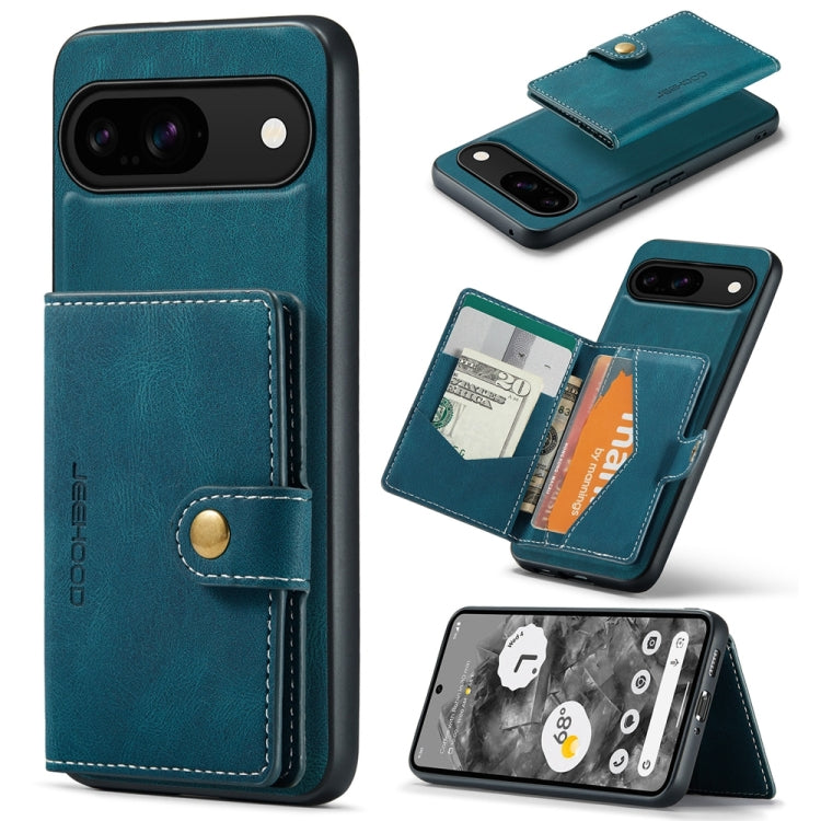 For Google Pixel 9 JEEHOOD J01 Retro Magnetic Detachable Wallet Phone Case(Blue) - Google Cases by JEEHOOD | Online Shopping UK | buy2fix